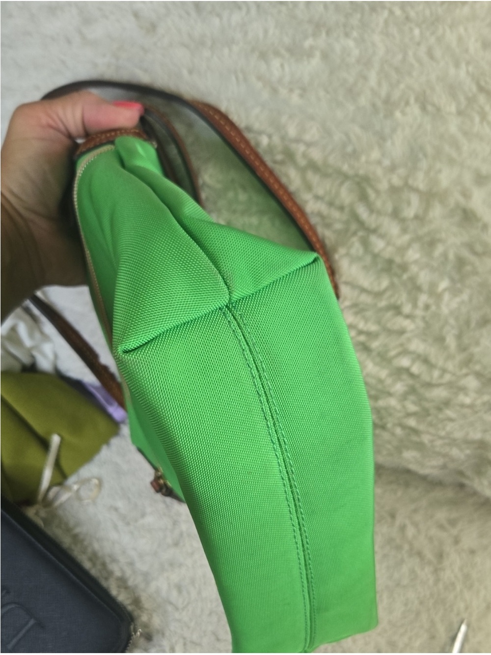 Dooney & Bourke Green Canvas Crossbody with Brown Leather Trim - Picture 4 of 10